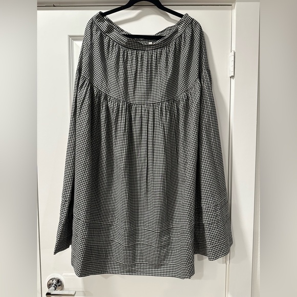 DOEN Sebastiane Skirt La Maddalena Gingham Black White Organic Cotton Sz XL - Picture 7 of 7